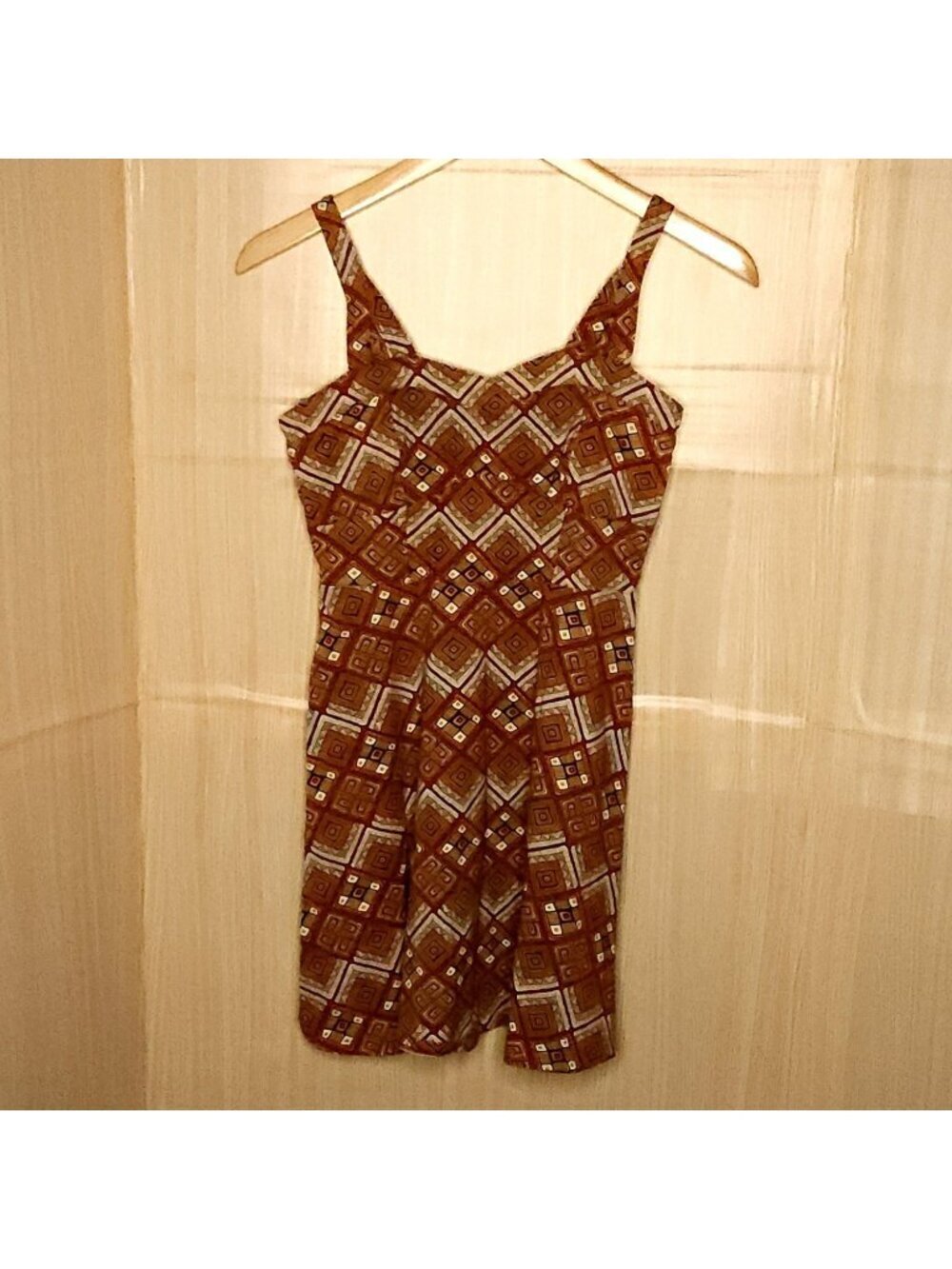 Forever 21 Womens Orange Rust Red Geometric Knit Sleeveless Dress Small